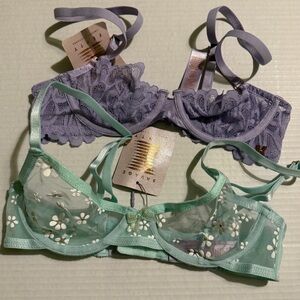 Savage X Fenty Women's Unlined Bra Lot Mint Green & Lavender Size 32 A NWT